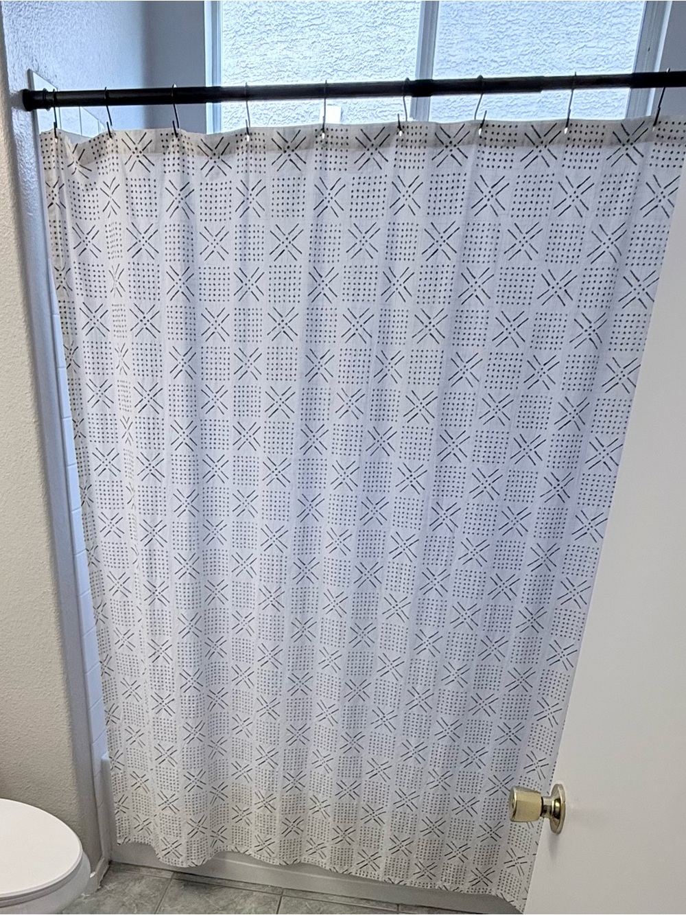 White Geometric Shower Curtain - Threshold